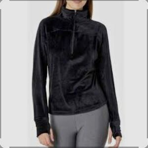 Juicy Couture Sport Black Half Zip Fleece Pullover With Thumbholes Size L